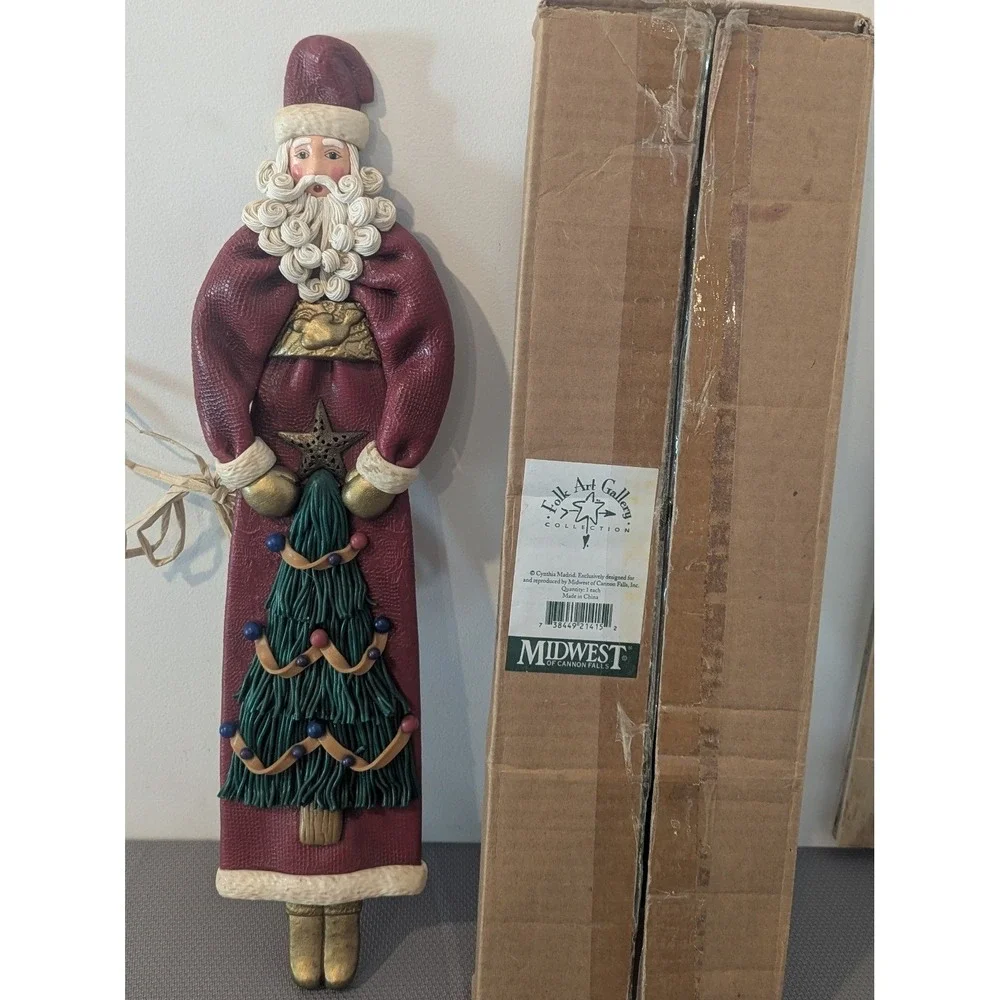 VTG Santa Polymer Clay Sculpted Father Christmas Wall Decor Cynthia Madrid 24